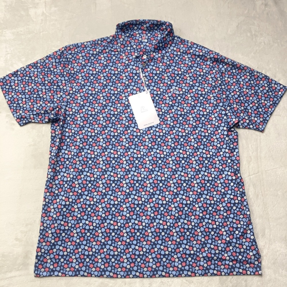 NWT Rhoback The Red White & Hibiscus Navy Floral Polo Korea Mens 3XL